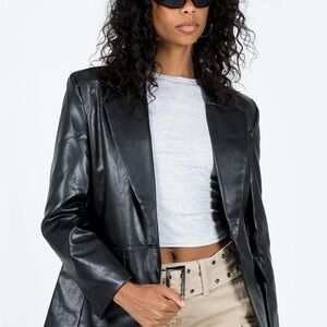 Princess Polly Women's Black faux Leather  blazer Jacket M